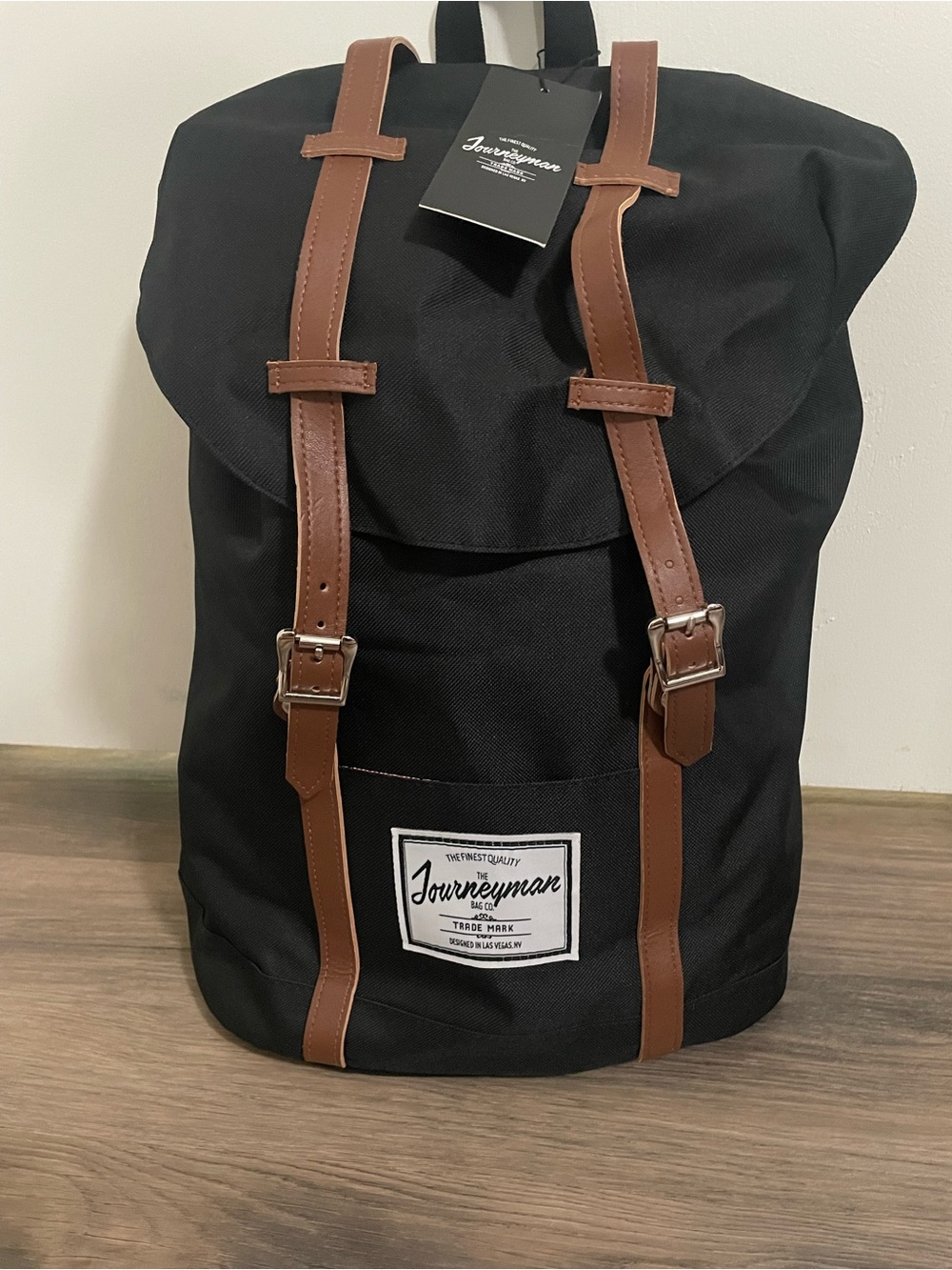 NWT The Journeyman Bag Co Black Cinch Laptop Backpack Travel Book bag